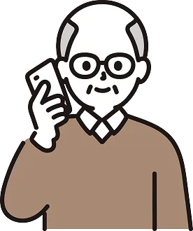電話で連絡をとる中高年の様子